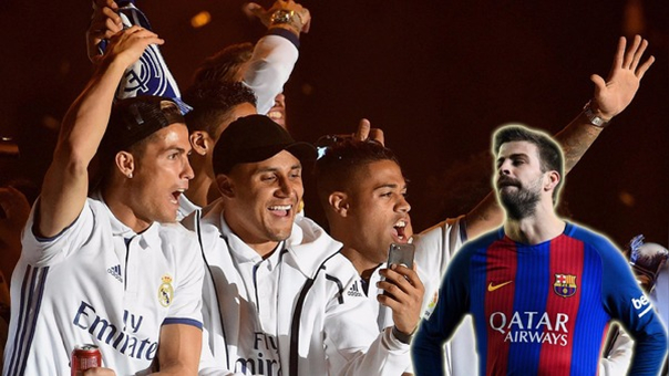Các cầu thủ Real hùa nhau xúc phạm, đòi Pique cúi chào tân vương La Liga