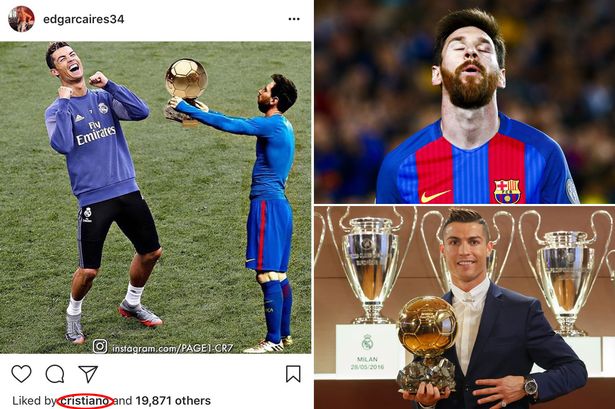 Ronaldo gây bão khi công khai thả tim cho hình ảnh chế giễu Messi