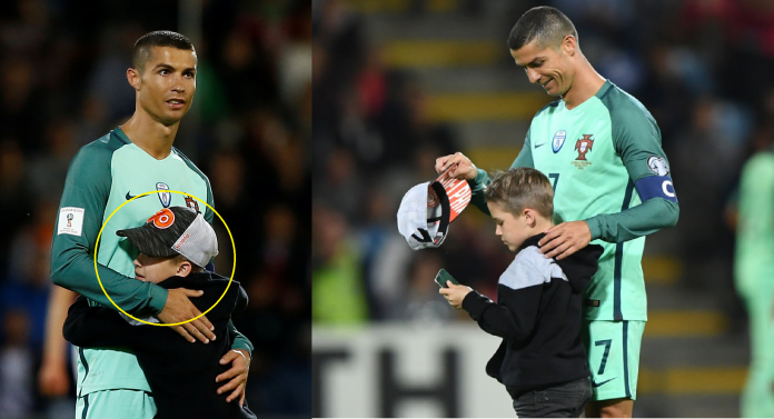 Fan nhí liều mình lao xuống sân chạy về phía Ronaldo và cái kết bất ngờ