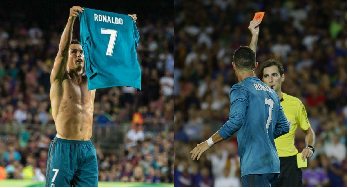Ronaldo lập siêu phẩm rồi nhận thẻ đỏ, Real vẫn ngạo nghễ đánh sập Nou Camp dù bị “xử ép”