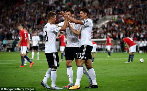 Hủy diệt Na Uy 6 bàn không gỡ, ĐT Đức cầm chắc vé dự World Cup 2018