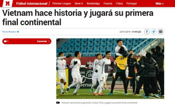 Báo thể thao lớn nhất Tây Ban Nha ngợi ca chiến tích của U23 Việt Nam