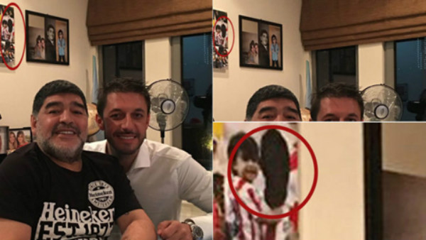 Maradona bôi đen mặt Aguero ở tấm ảnh gia đình