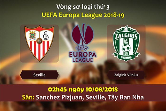 Nhận định Sevilla vs Zalgiris, 2h45 ngày 10/8: Vòng sơ loại thứ 3 Europa League